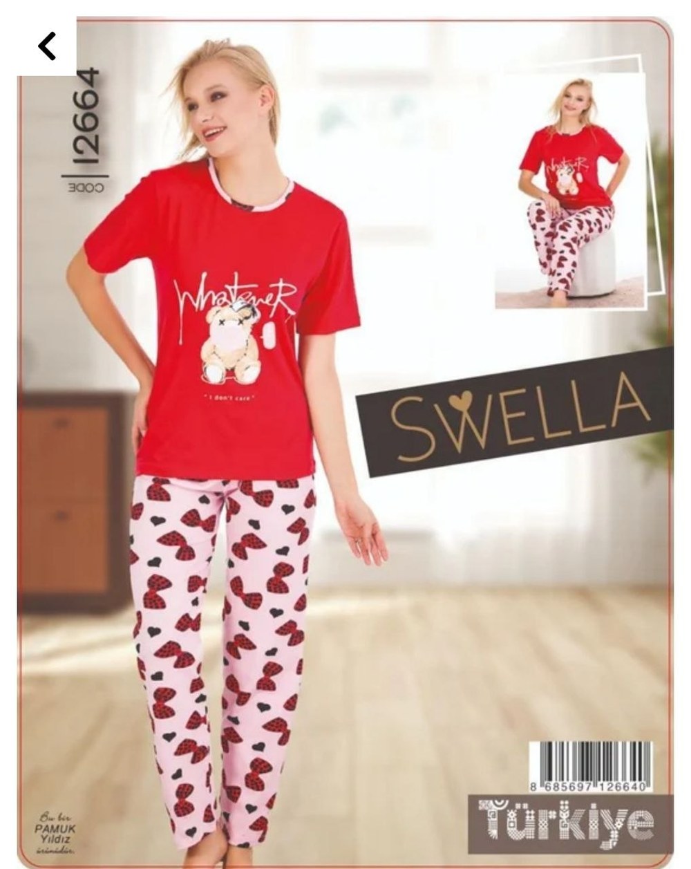 Swella Kısa Kol Bayan Pijama Takım KOD-8