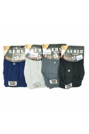 Seher Yıldızı 0008 Erkek Düğmeli Penye Boxer SİYAH
