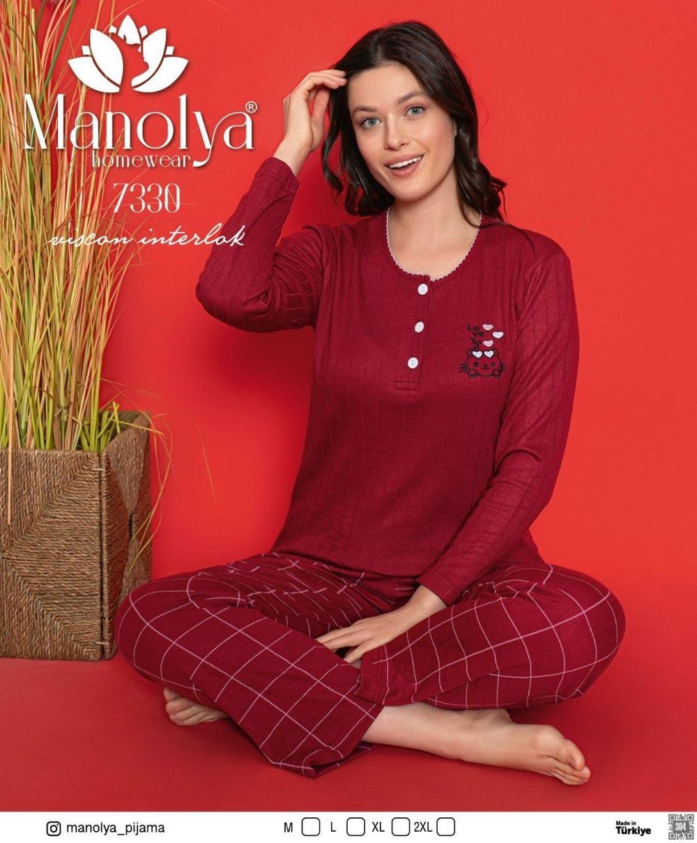 Manolya 7330 Viskon İnterlok Genç Bayan Pijama Takım KOD-4