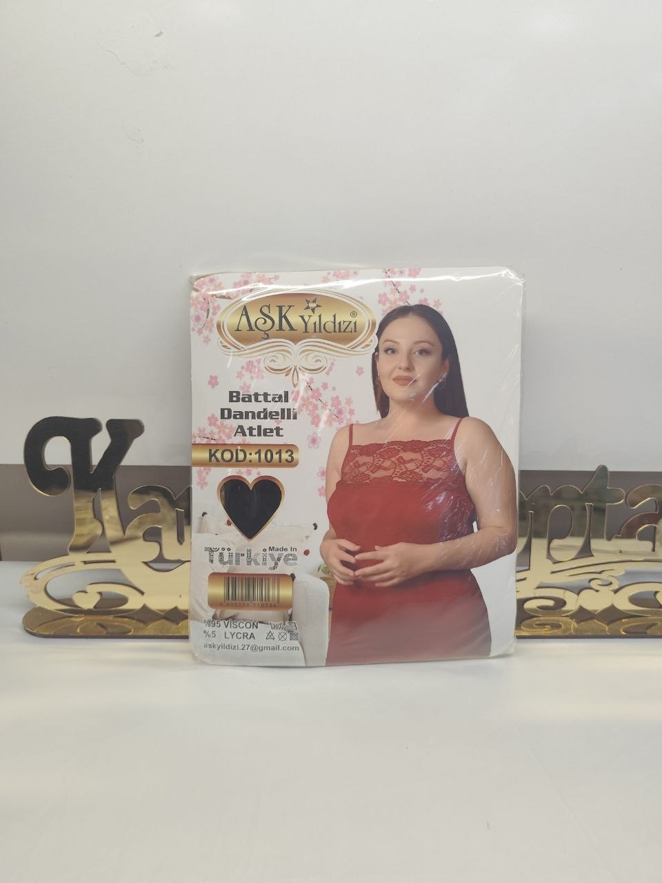 Aşk Yıldızı 1013 Battal Dantelli İp Askılı Bayan Atlet NAR ÇİÇEĞİ
