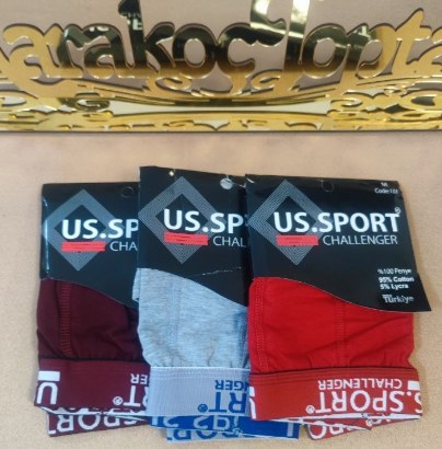 Us.sport Likralı Erkek Penye Boxer DESENLI ASORTİ