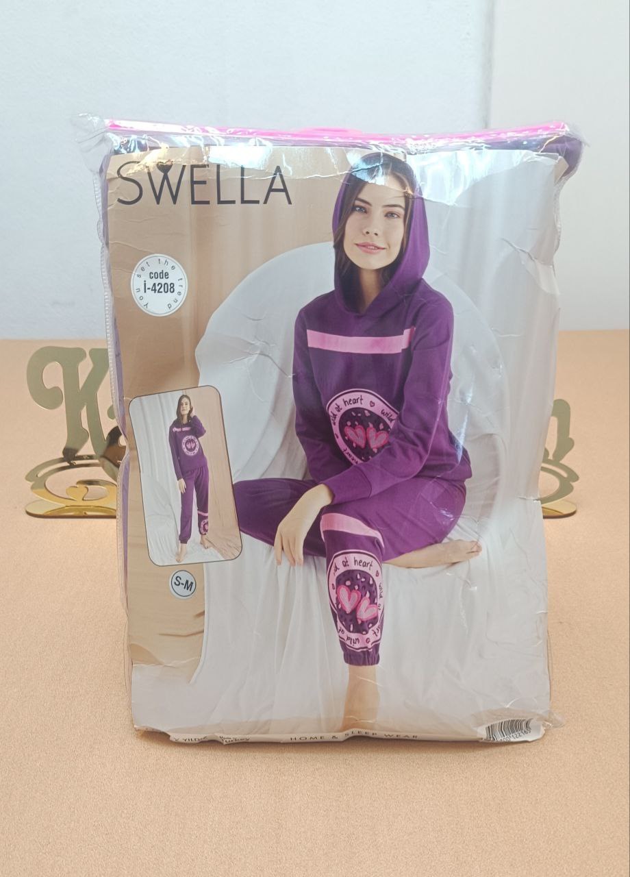 Swella Kapşonlu İki İplik Pijama Takım KOD-5
