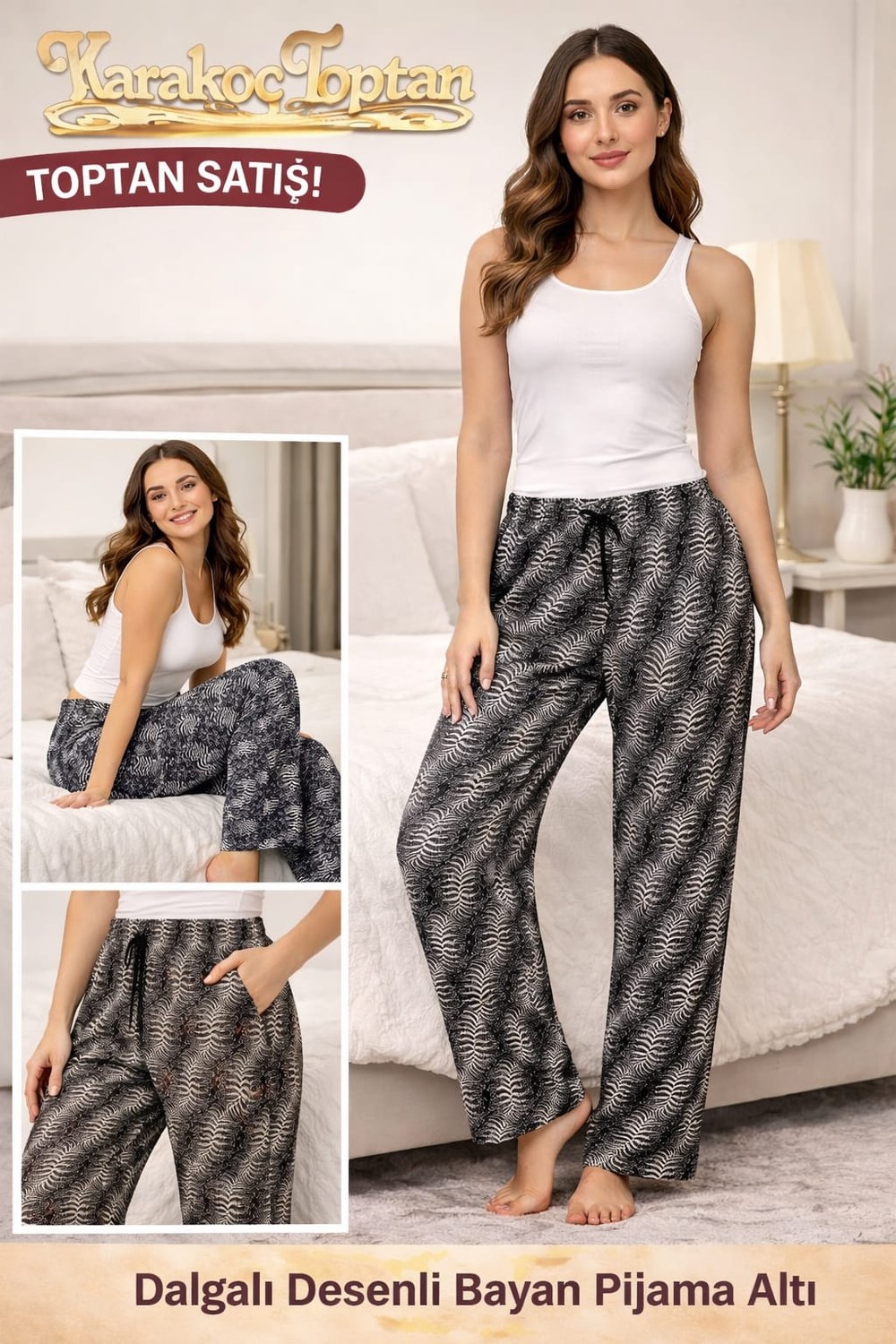 İnal Türlü Viskon Battal Cepsiz Pijama (not:desenler Farklıdır Her Pk Tek Desen)