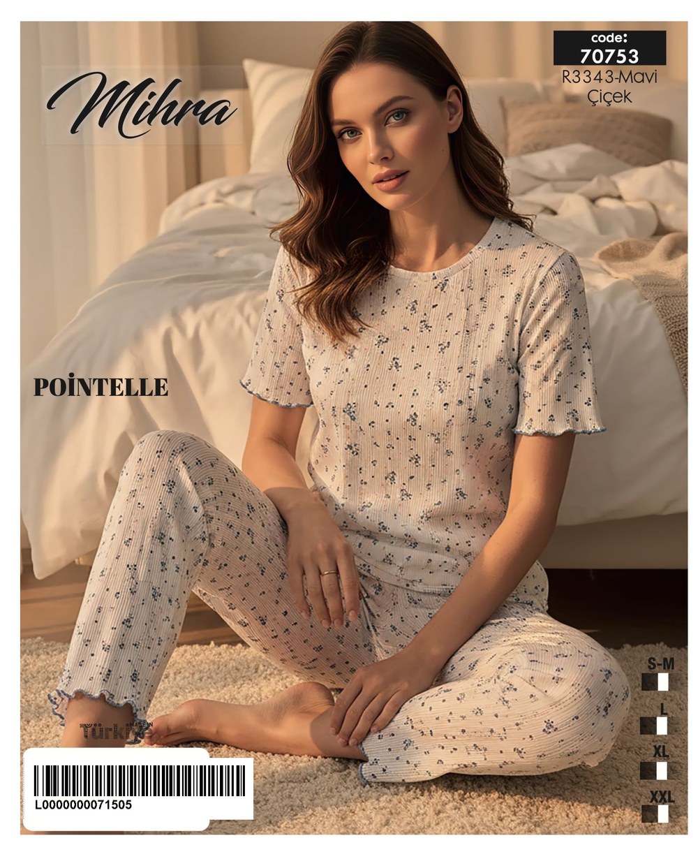 Mihra 70851/70753 Pointelle Bayan Kısa Kollu Pijama Takım KOD-1