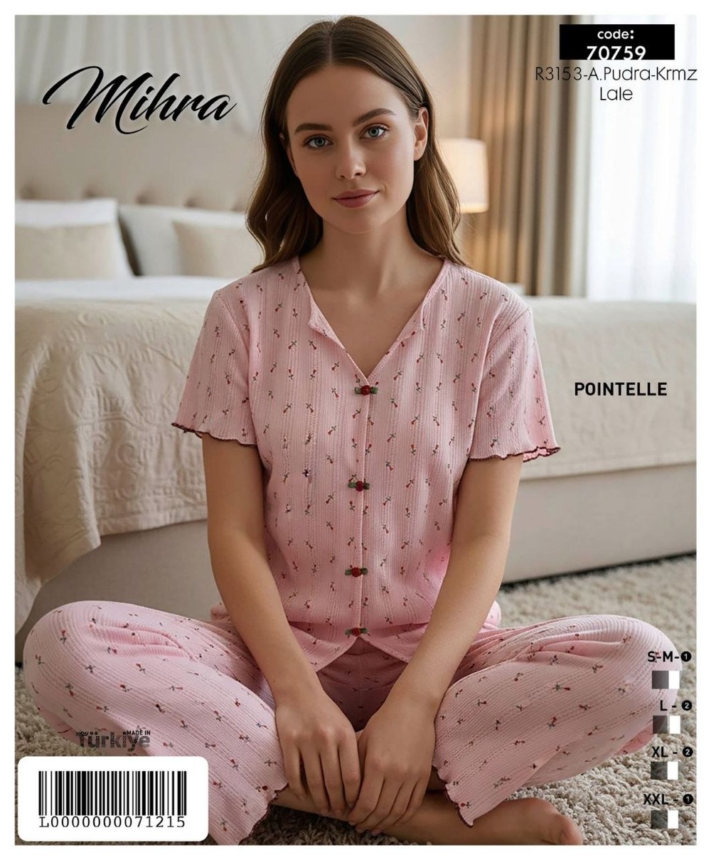 Mihra 70759 Poıntelle Kısa Kol Pijama Takım KOD-4