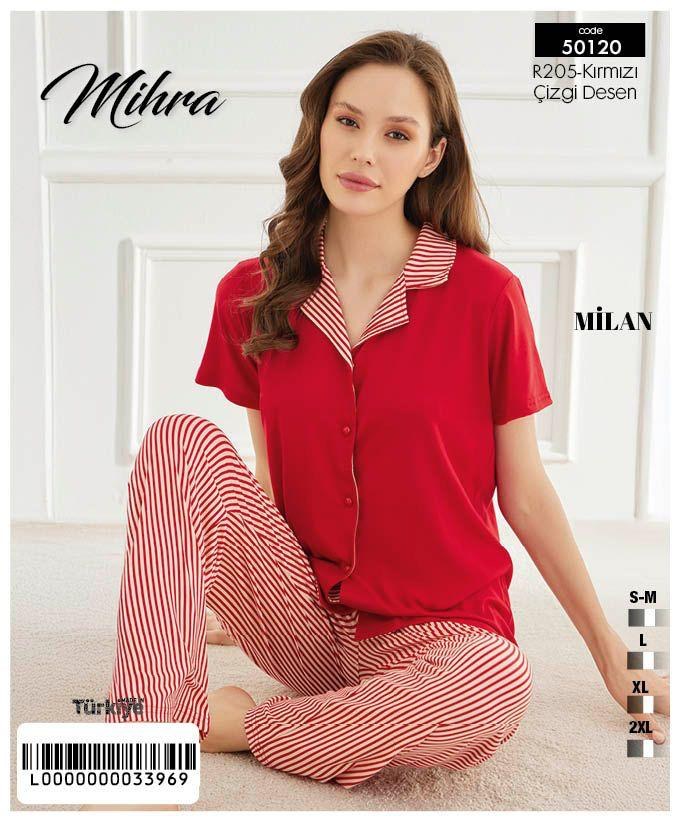 Mihra 50101-50120 Milan Kısakol Düğmeli Kadın Pijama Takımı KOD-4