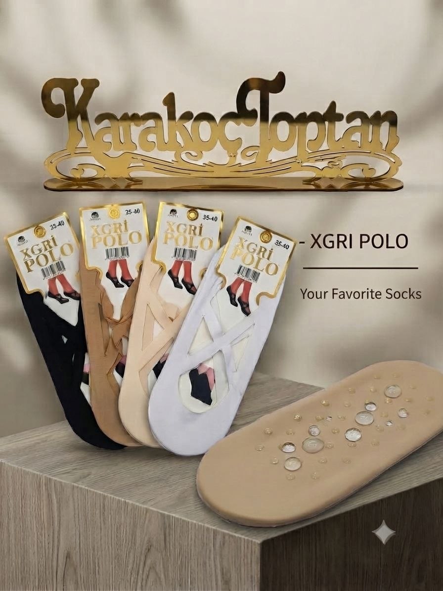 Xgri Polo B-61 Plates Kadın Silikonlu Kaymaz Babet SİYAH