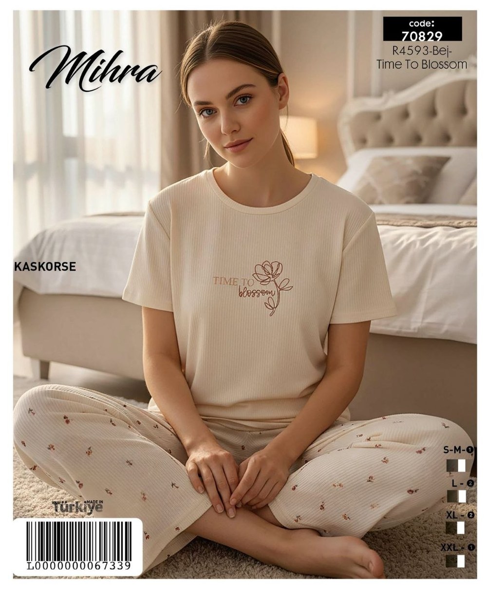 Mihra 70829 Kaşkorse Kısa Kol Pijama Takım KOD-3