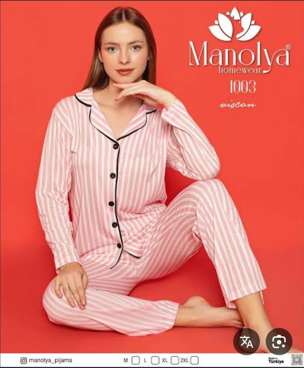 Manolya 1000 Viskon Düğmelı Bayan Pijama Takım KOD-4