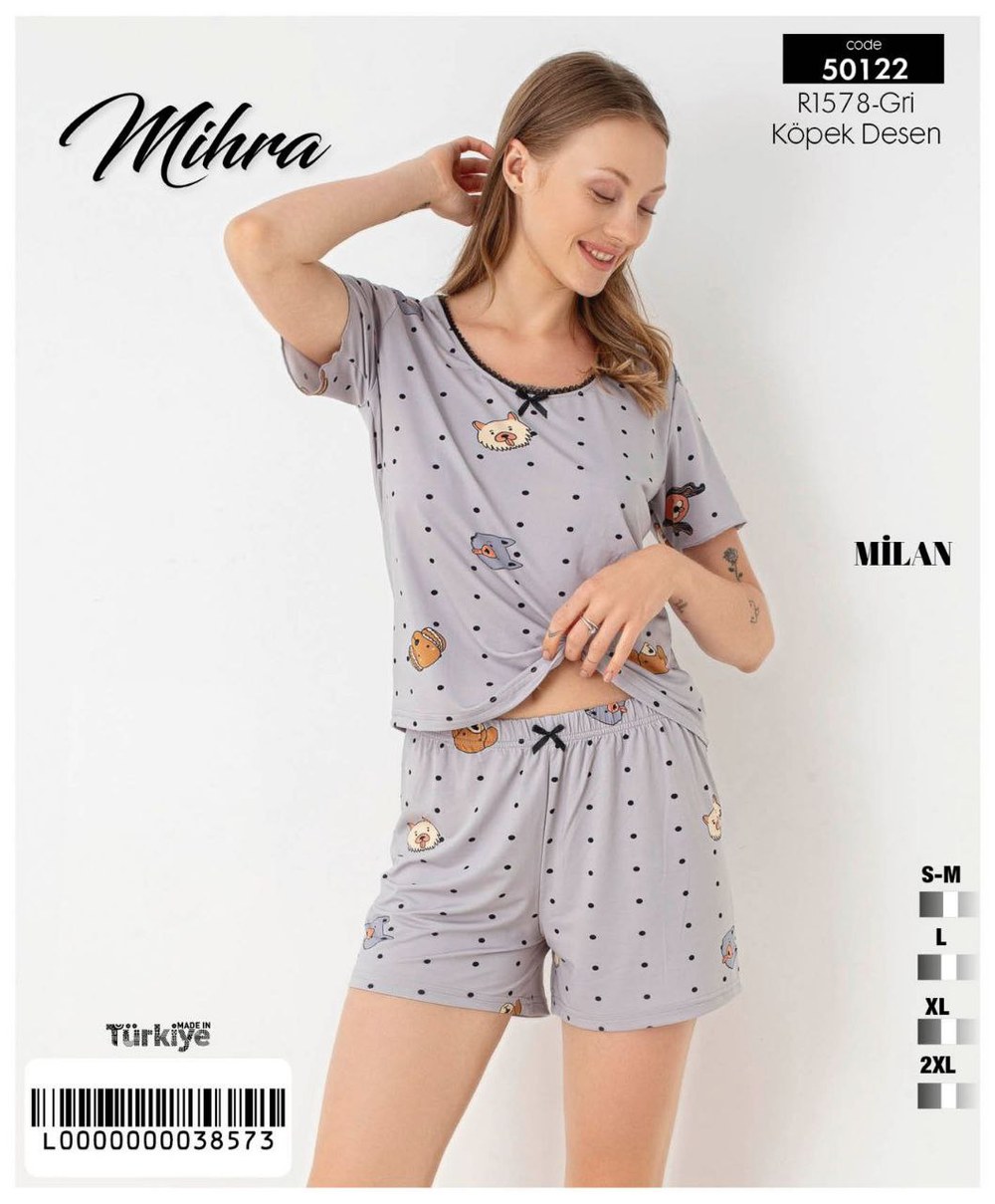 Mihra 50122 Milan Bayan Kısa Kollu Şort Takım KOD-4