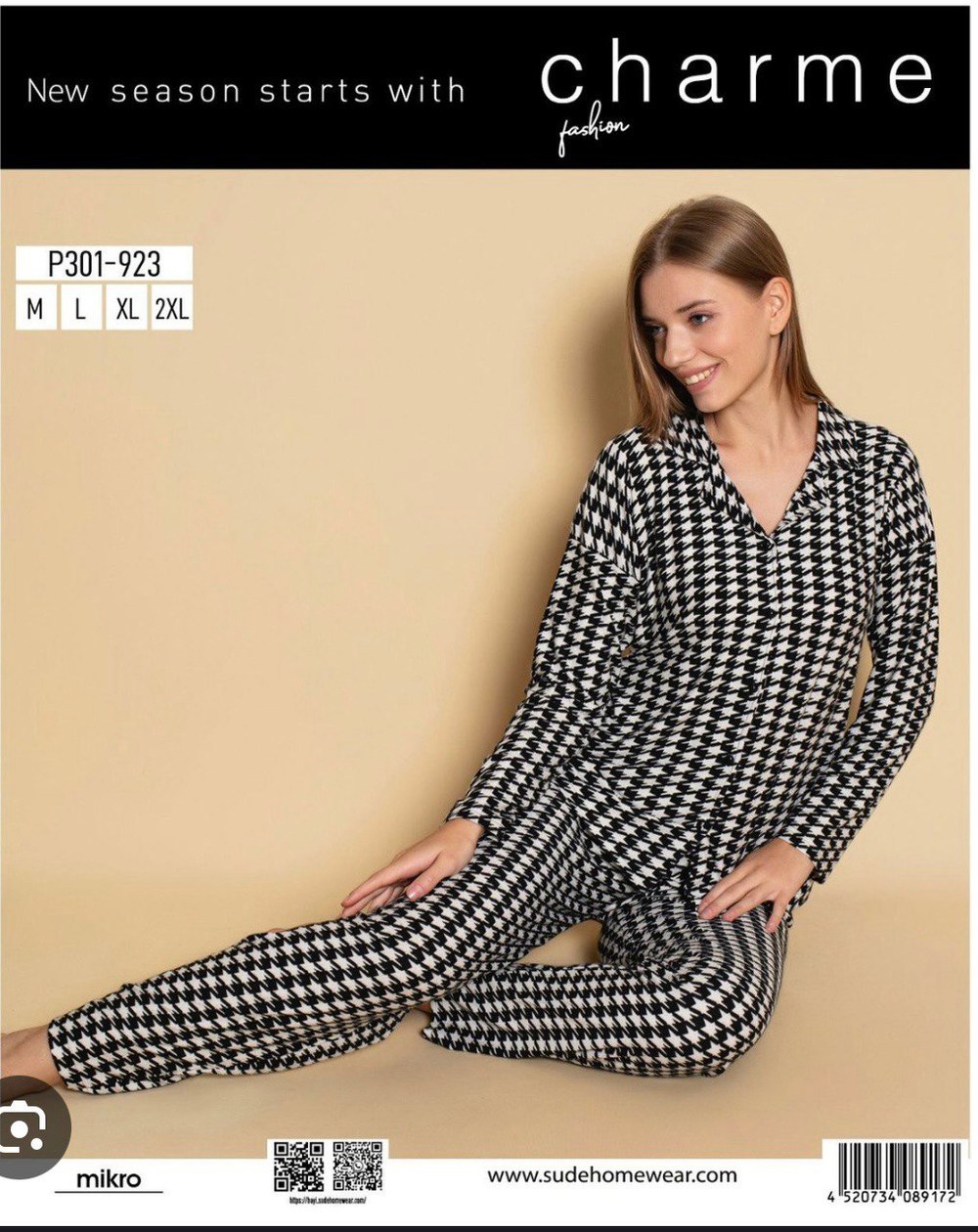 Charme 301 Mikro Süet Düğmelı Bayan Pijama Takım KOD-1