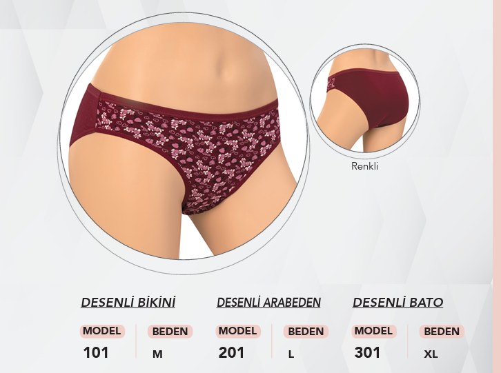 Dondeza 101 M Beden Desenli Kadın Külot TEN
