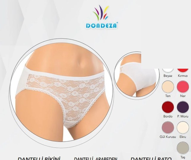Dondeza 304 Xl Beden Önü Dantelli Kadın Külot LACİVERT