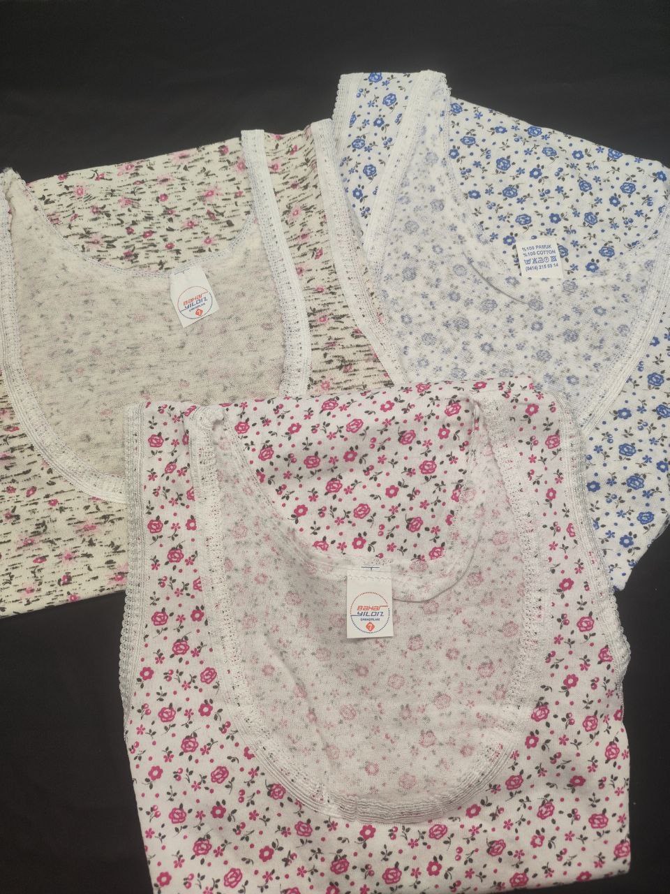 Bahar Yıldız Çiçeklı Kalın Askılı Anne Atlet L-xl-xxl Bedenlere Uygun ASORTİ