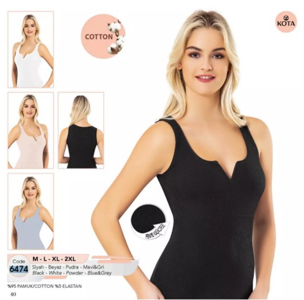 Kota 6474 Geniş Askılı Modelli Atlet SİYAH