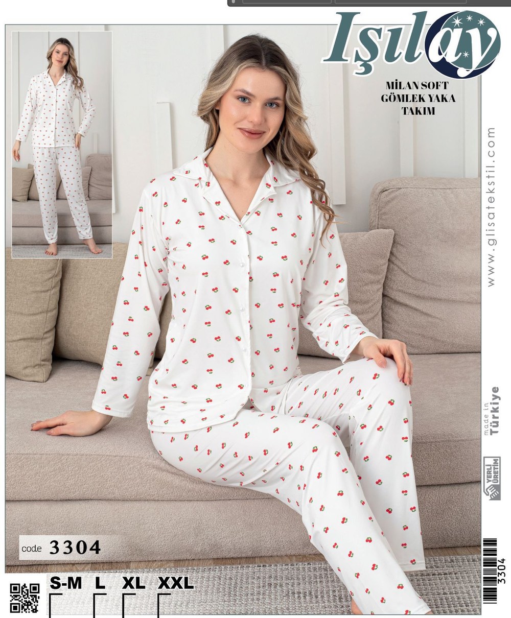 Işılay 3311-3301-3304 Milan Soft Gömlek Yaka Pijama Takım KOD-4