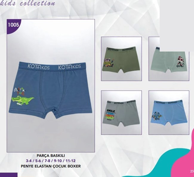 Kota 1005 Baskılı Erkek Çocuk Boxer ASORTİ