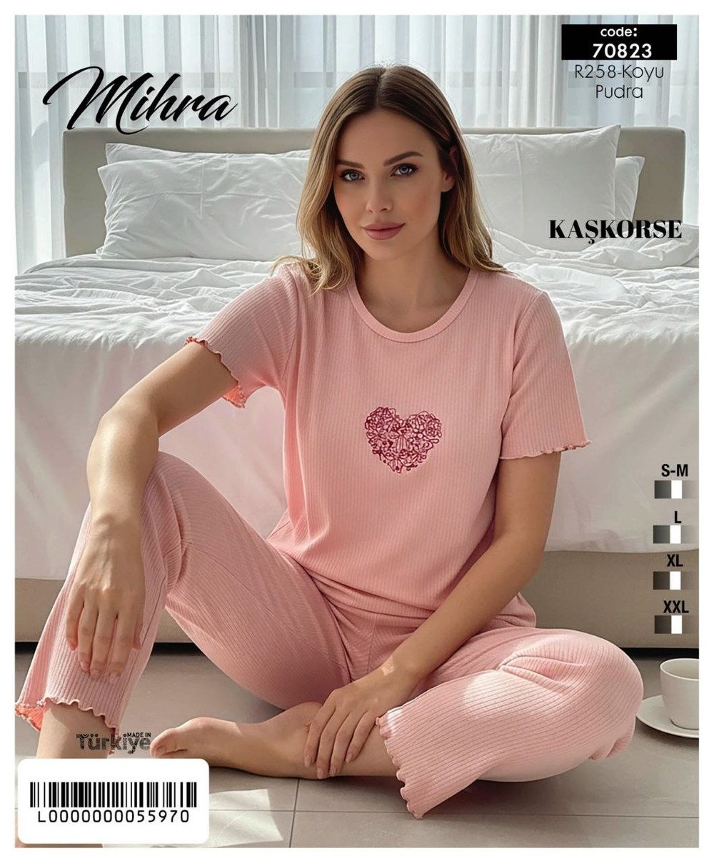 Mihra 70823 Kaşkorse Bayan Kısa Kol Pijama Takım KOD-4