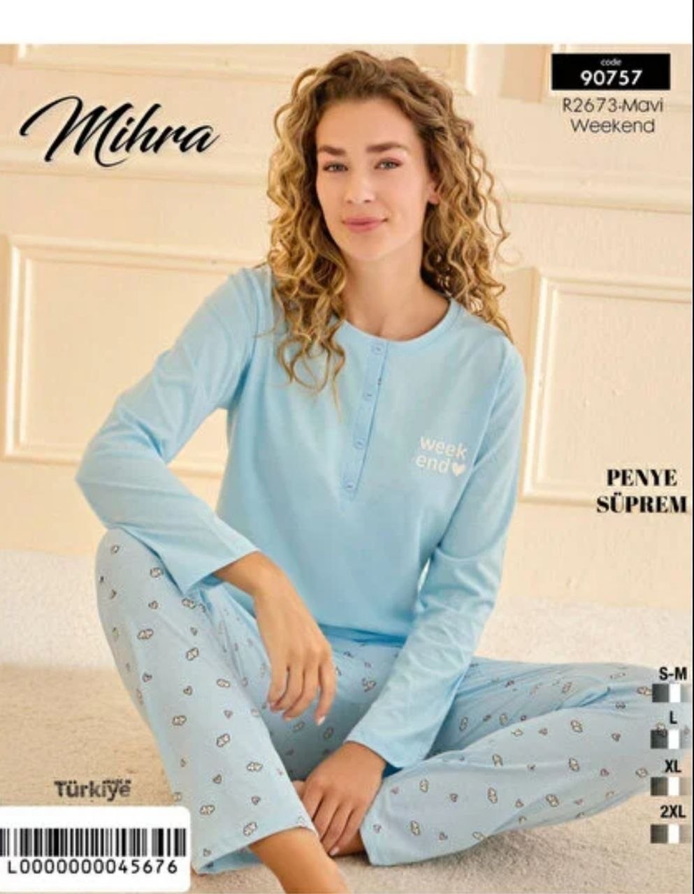 Mihra 90757 Penye Süprem Uzun Kollu Bayan Pijama Takım KOD-1