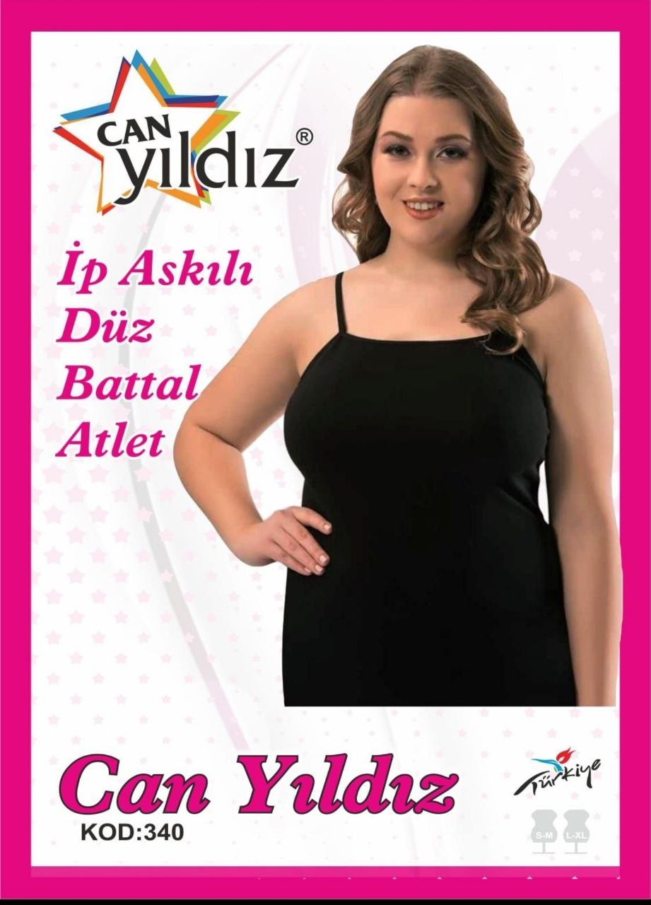 Can Yıldızı 340 İp Askılı Düz Battal Atlet FUŞE PEMBE