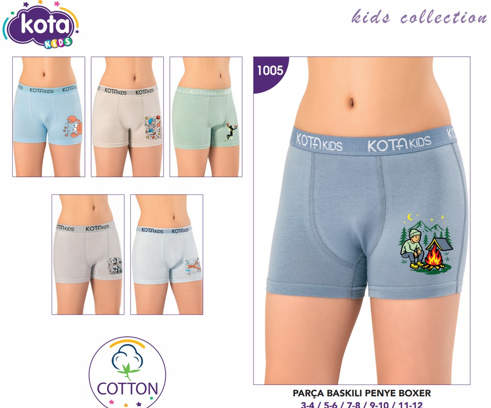 Erkek Çocuk Parça Baskılı Penye Boxer
