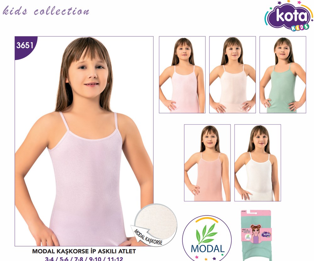 Kız Çocuk Modal Kaşkorse İp Askılı Atlet