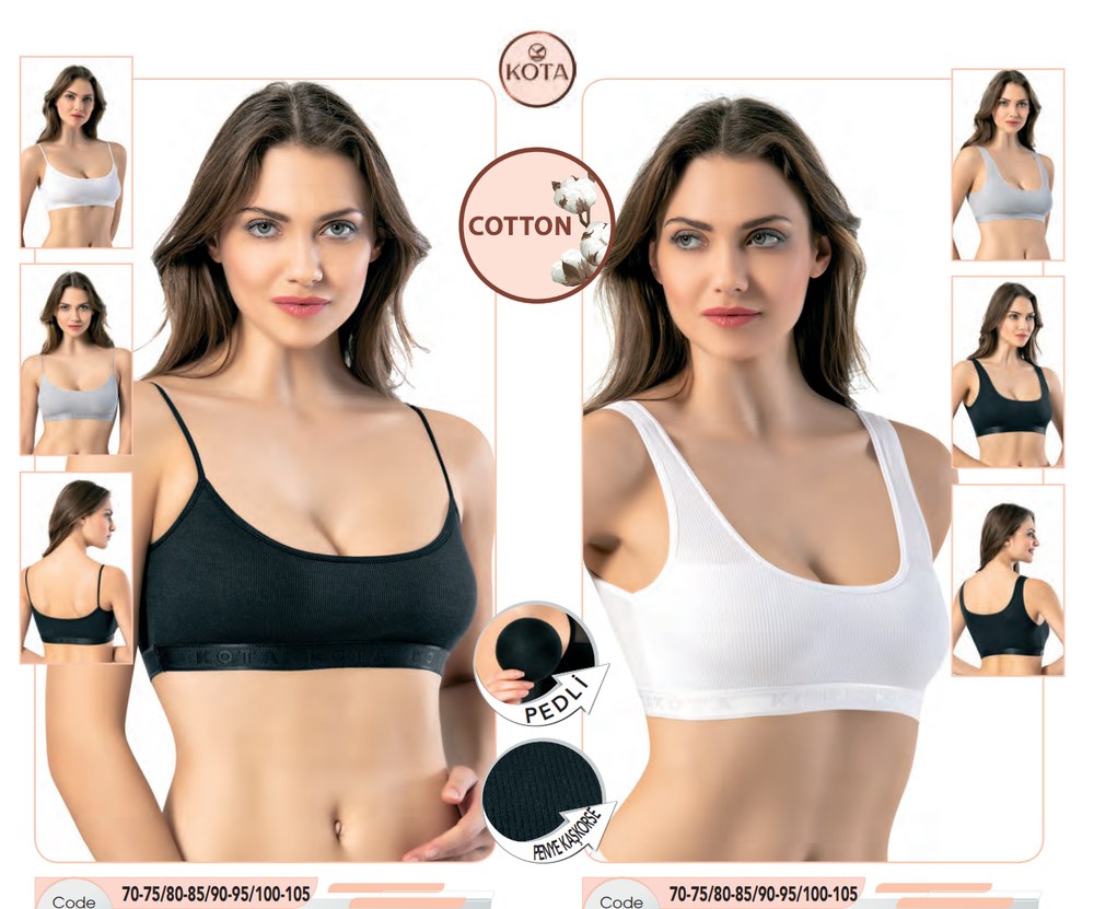 Kadın Pedli Penye Kaşkorse İp Askılı Büstiyer