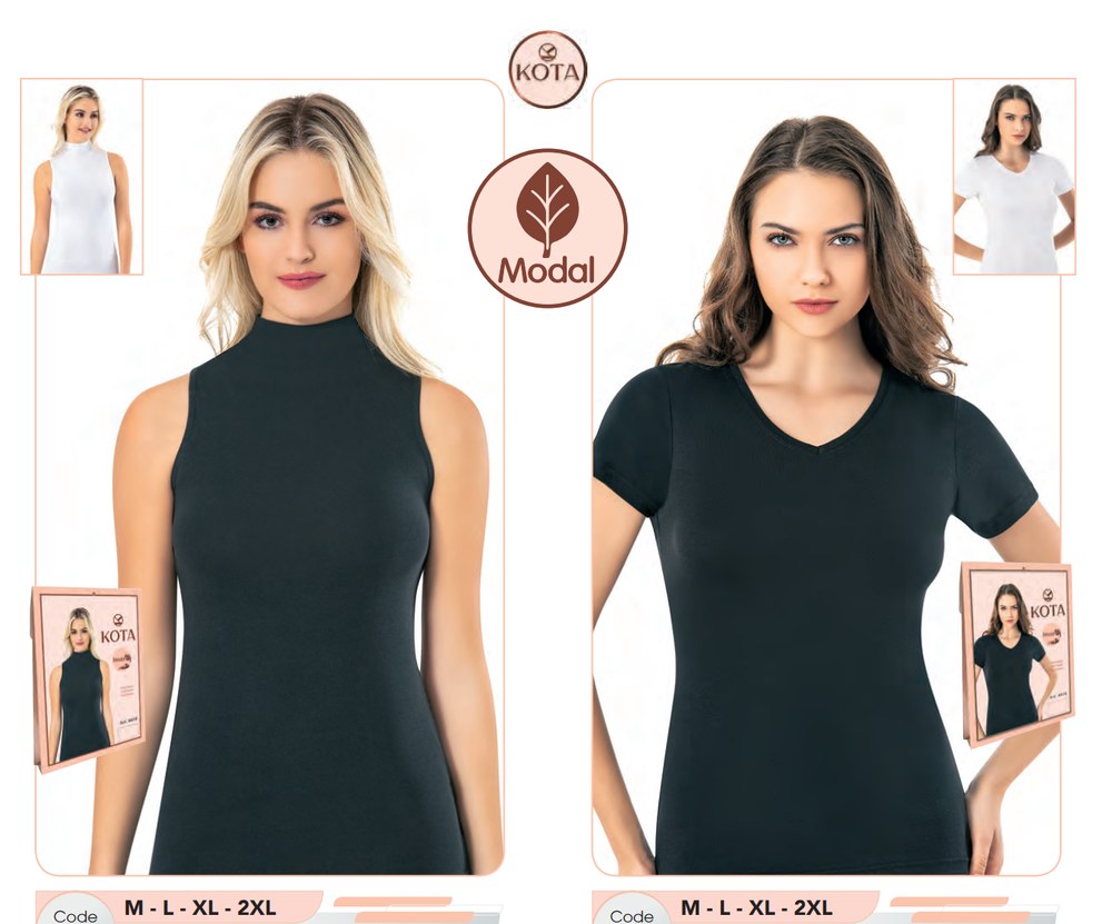 Kadın V Yaka Kısa Kollu Modal T-Shirt