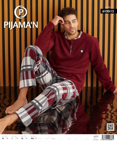 Pijaman 6100-15 Erkek Patlı Polar Pijama Takım