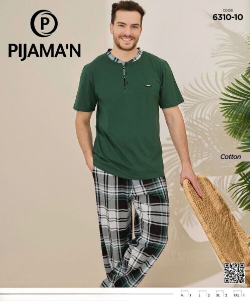 Pijaman 6310-10 Erkek Patlı K.Kol Pijama Takım