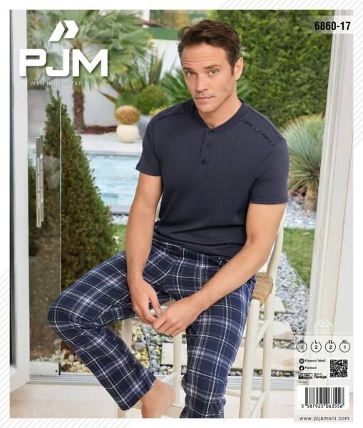 Pjm 6860-17 Erkek Penye Kısa Kol Pijama Takım