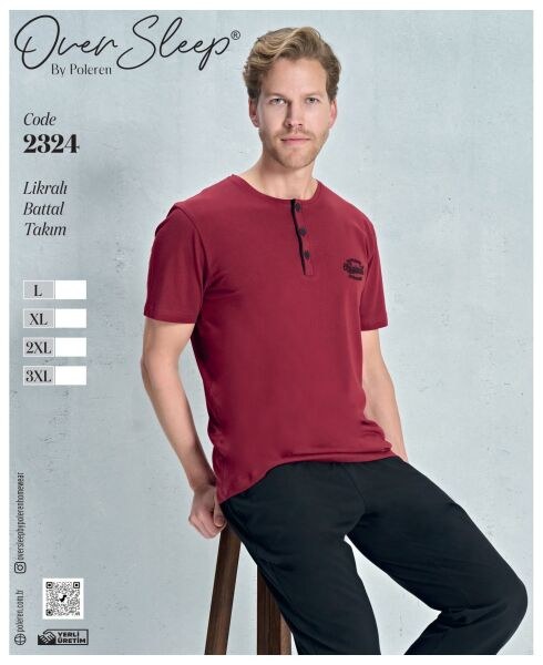 Over Sleep 2324 Erkek Lyc.Battal K.Kol Pijama Tk