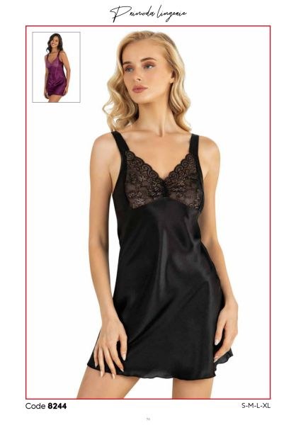 Primoda 8244 Saten Kısa Gecelik