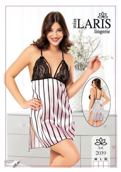 Miss Laris 2039 Saten Kısa Gecelik Pembe