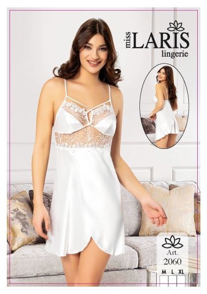Miss Laris 2060 Saten Kısa Gecelik Ekru