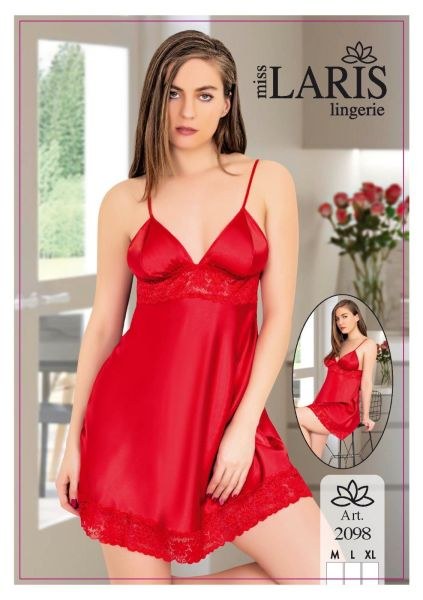 Miss Laris 2098 Saten Kısa Gecelik Kırmızı