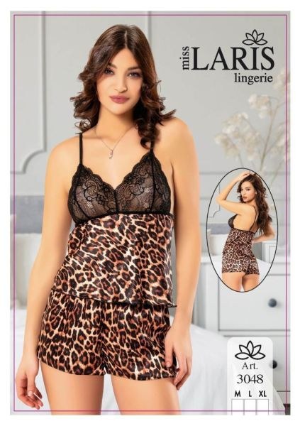 Miss Laris 3048 Saten Şort Takım Leopar
