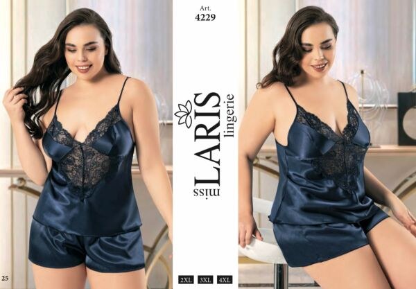 Miss Laris 4229 Big Size Saten Şort Takım