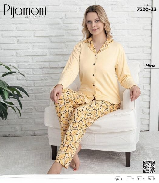 Pijamoni 7520-33 Bayan Milan Gömlek Pijama Takım