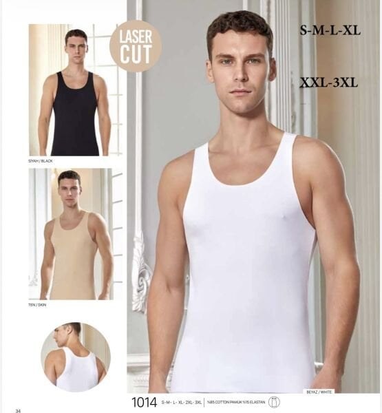 BERRAK 1014 ERKEK LAZER KESİM ATLET 2XL-3XL SİYAH