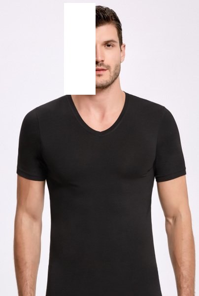 İLKE 1630 ERKEK SİYAH LİK.YARIM KOL V YAKA BODY