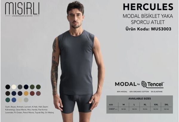 Mısırlı 3003 Erkek Modal Hercules Sporcu Atlet Beyaz