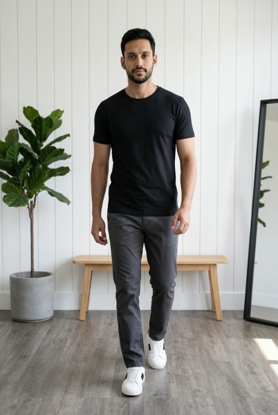 TATKAN ERKEK PENYE MODAL O YAKA CASUAL T-SHIRT SİYAH