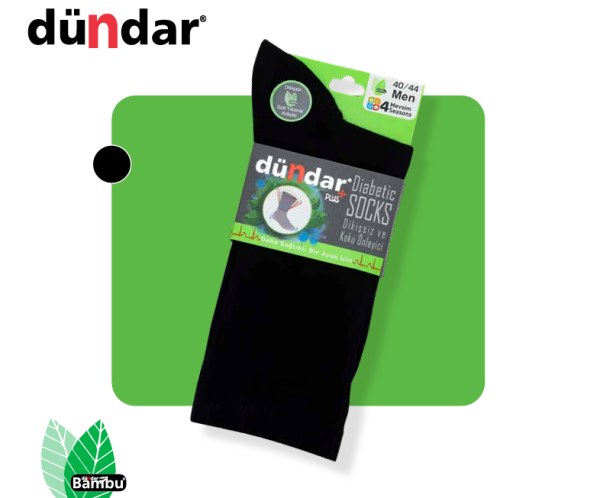 DÜNDAR 6982 ERKEK PLUS BAMBU DİABETİK ÇORAP SİYAH