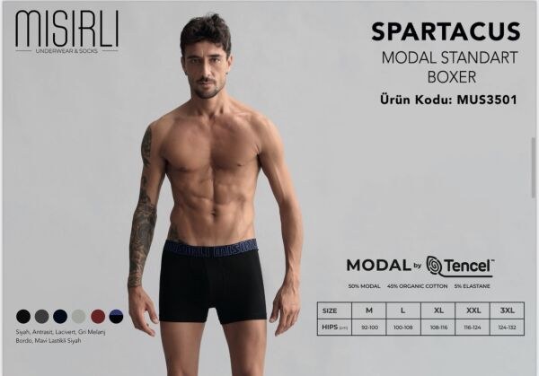 Mısırlı 3501 Erkek Modal Tencel Spartacus Boxer Antrasit