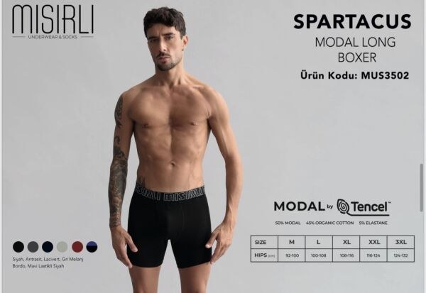 Mısırlı 3502 Erkek Modal Spartacus Long Boxer Antrasit