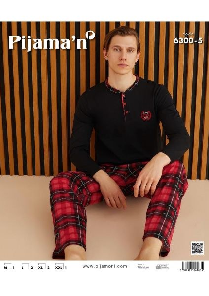 Pijaman 6300-5 Erkek Patlı Uzunkol Pijama Takım