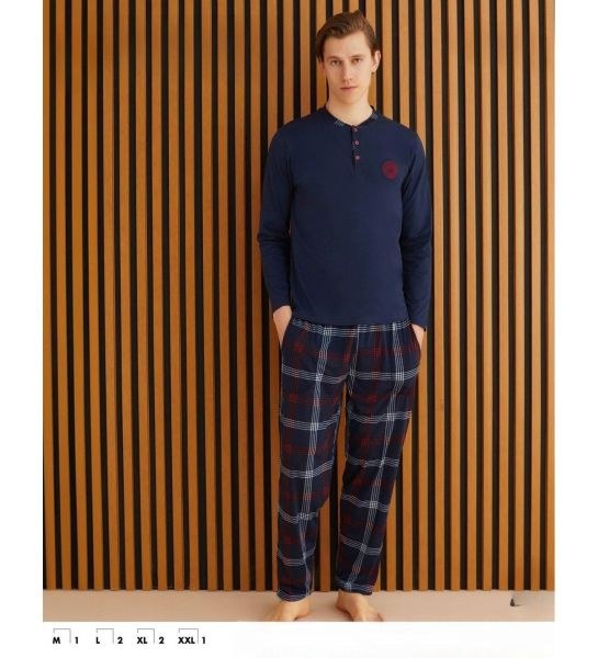 Pijaman 6300-6 Erkek Patlı Uzunkol Pijama Takım