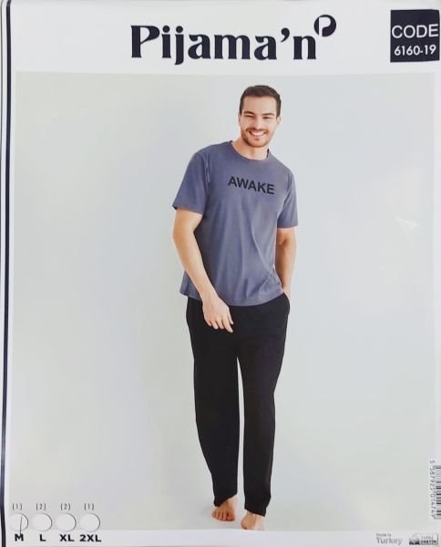 Pijaman 6160-19 Erkek Penye Kısakol Pijama Takım