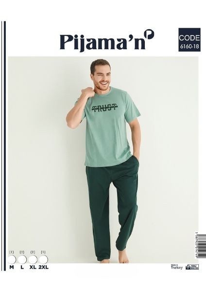 Pijaman 6160-18 Erkek Penye Kısakol Pijama Takım